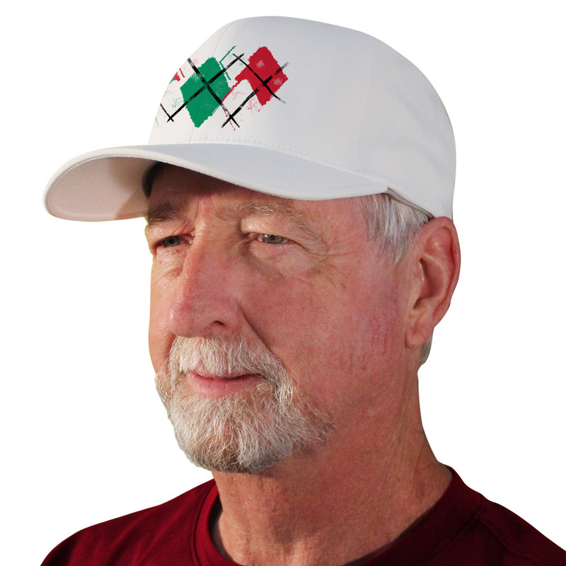Active Series Sports Mens Baseball Cap Argyle Paradise White, Lime Green and White Design Side