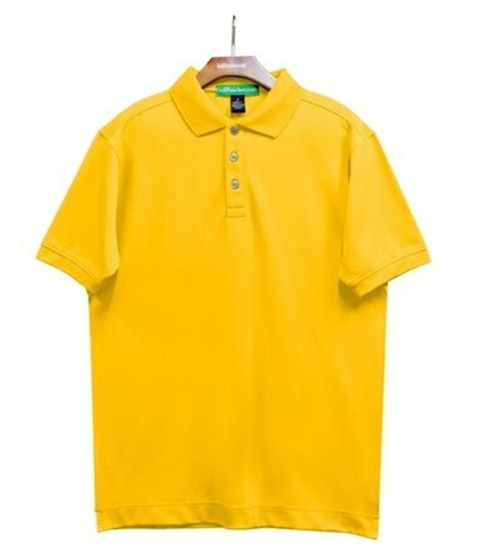 Mens Sport Pro Dry Microfiber Solid Yellow Golf Shirt