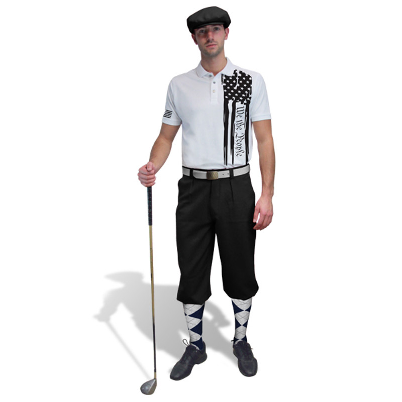 Golf Knickers - American Patriot Heroes We The People Outfit - Black