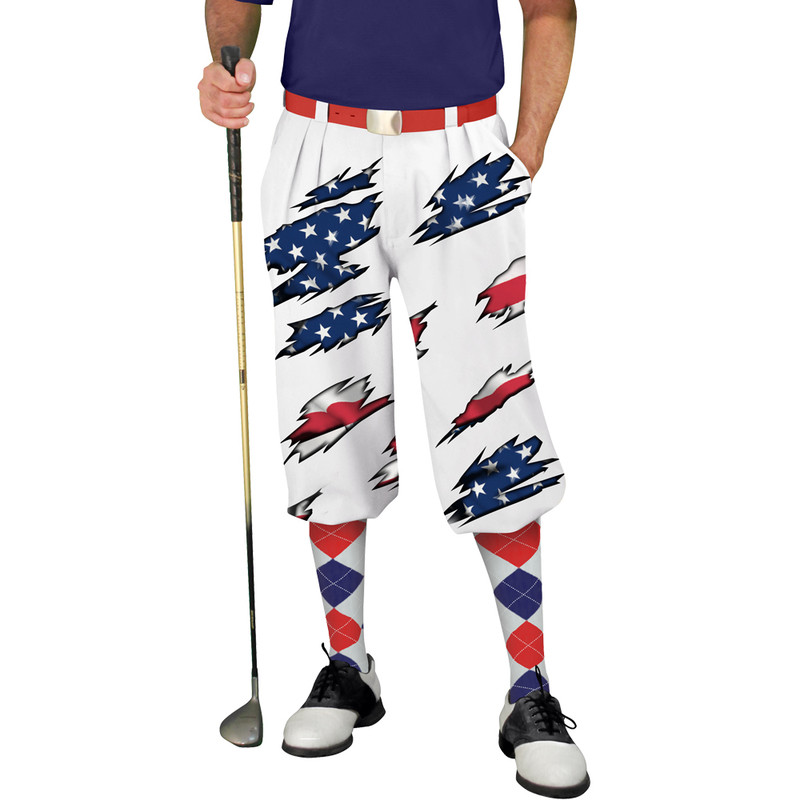 Mens America Homeland Torn Flag Golf Knickers Outfit