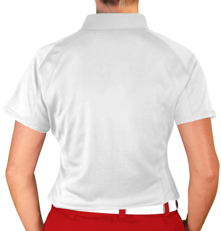 Ladies Sport Solid White Microfiber Shirt Back