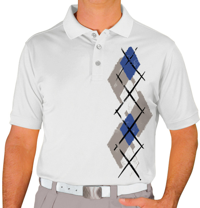 Mens Argyle Paradise Golf Shirt - 6G: Taupe/White/Royal