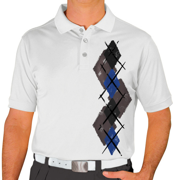 Mens Argyle Paradise Golf Shirt - 6H: Charcoal/Black/Royal