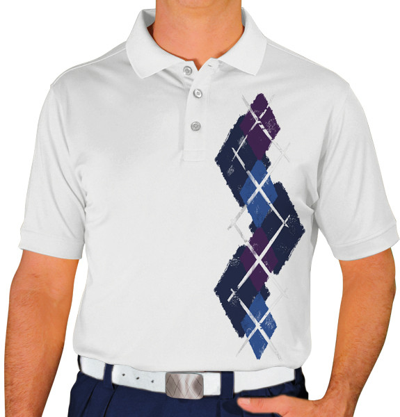 Mens Argyle Paradise Golf Shirt - 6N: Navy/Royal/Purple