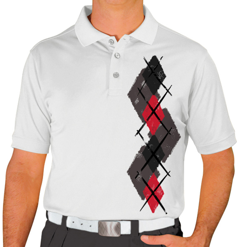 Mens Argyle Paradise Golf Shirt - 6U: Charcoal/Black/Red