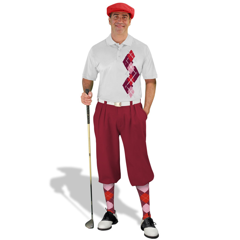Golf Knickers Argyle Paradise Outfit 6V - Maroon/Pink/Red
