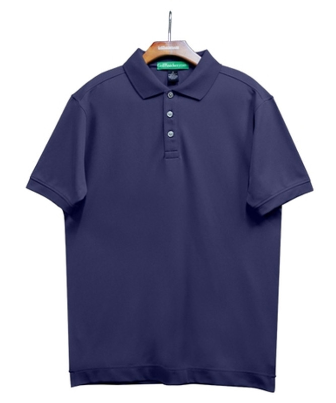 Mens Sport Pro Dry Microfiber Solid Navy Blue Golf Shirt Front