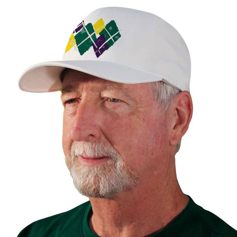 Active Series Sports Mens Baseball Cap Argyle Paradise Dark Green, Yellow and Purple Design Side