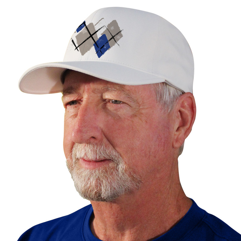 Active Series Sports Mens Baseball Cap Argyle Paradise Taupe, Royal and White Design Side