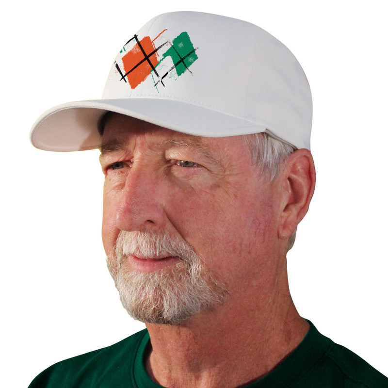 Active Series Sports Mens Baseball Cap Argyle Paradise White, Orange and Lime Design Side