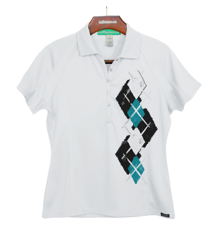 Ladies Golf Knickers Argyle Paradise Outfit 6C - Black/Teal/White