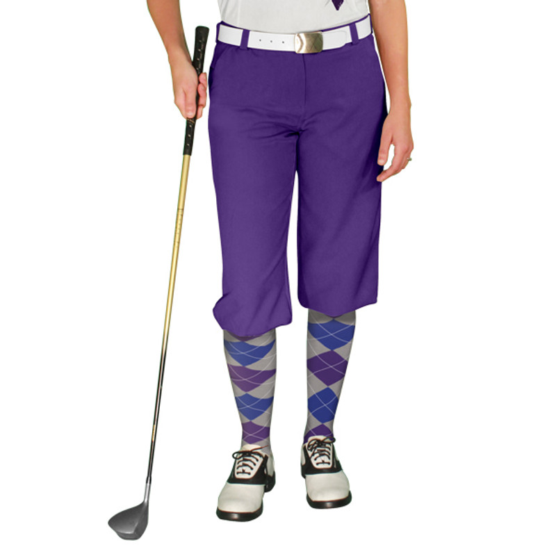 Ladies Golf Knickers Argyle Paradise Outfit 6E - Taupe/Purple/Royal