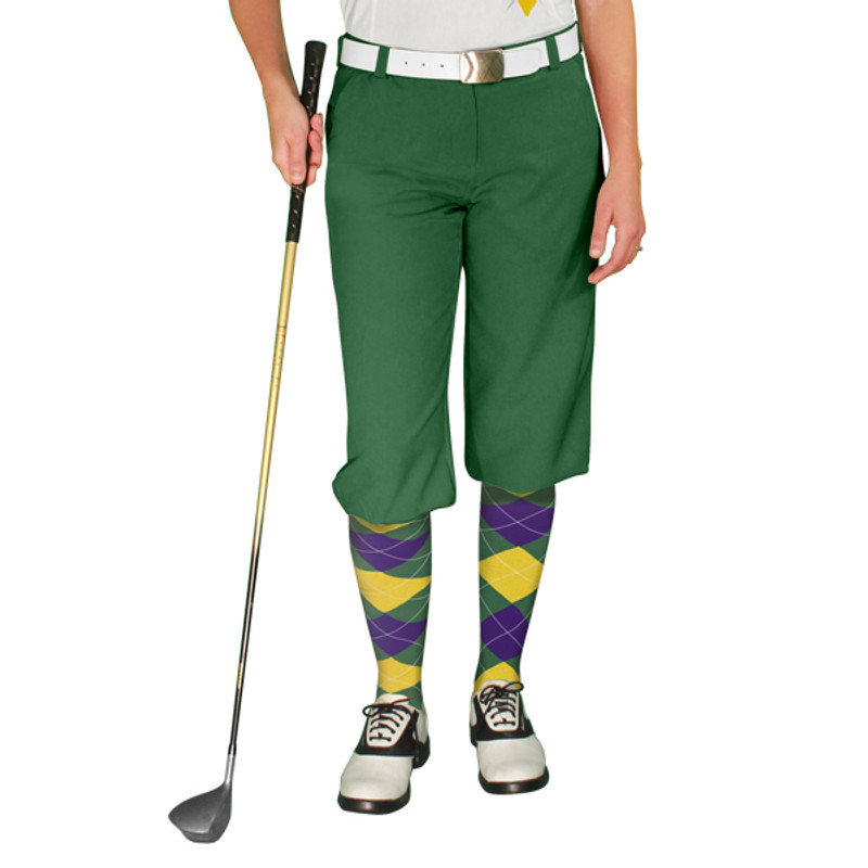 Ladies Golf Knickers Argyle Paradise Outfit 6F - Dark Green/Yellow/Purple