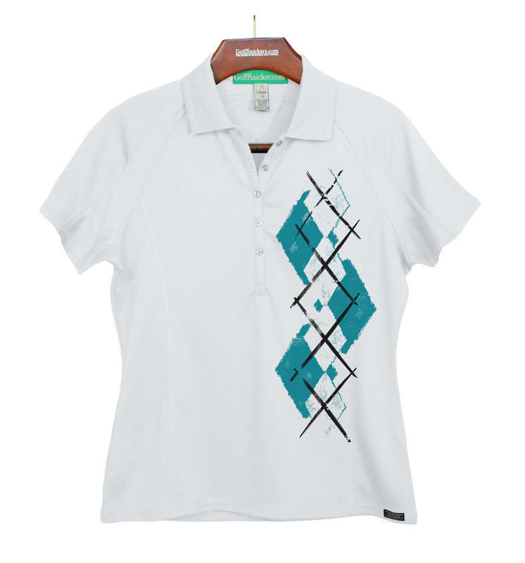 Ladies Golf Knickers Argyle Paradise Outfit 6O - Teal/White