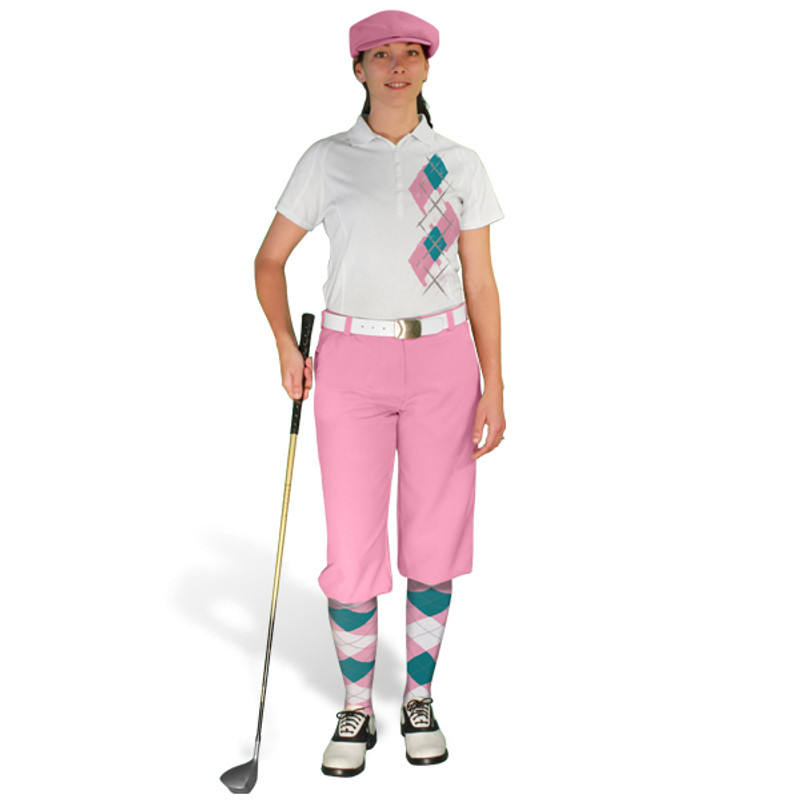 Ladies Golf Knickers Argyle Paradise Outfit 6T - Pink/White/Teal
