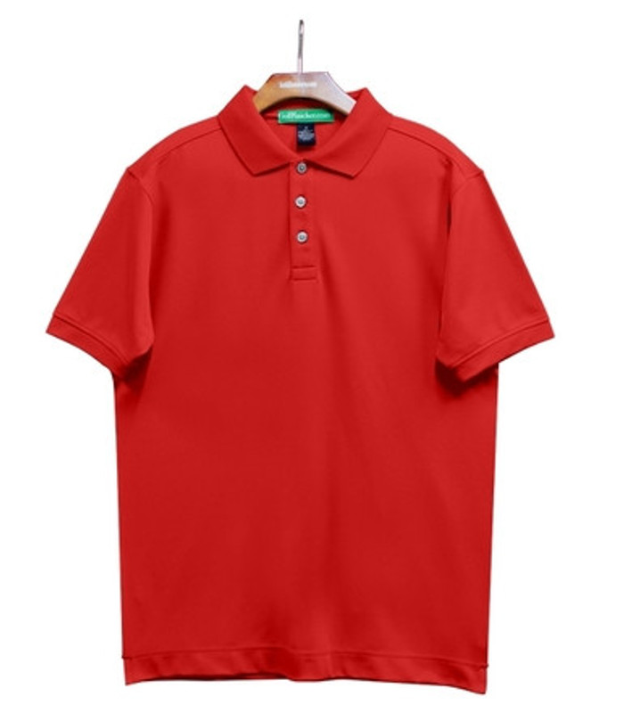 Mens Sport Pro Dry Microfiber Solid Red Golf Shirt Front