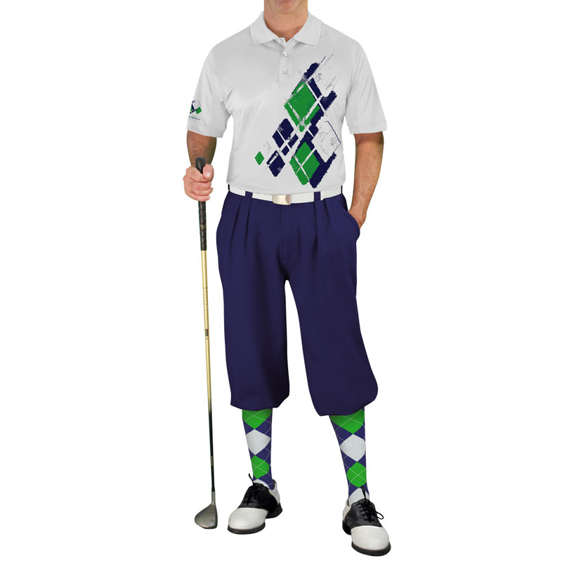 Mens Argyle Utopia Golf Shirt - 5N: Navy/Lime/White