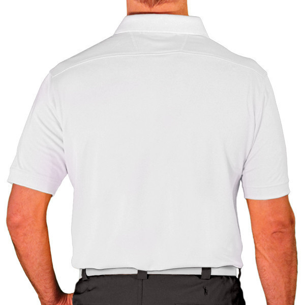 Mens Sport Pro Dry Microfiber Solid White Golf Shirt Back