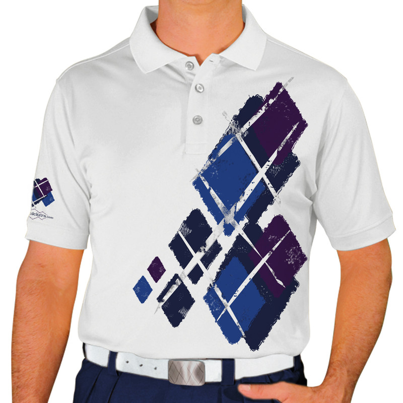 Mens Argyle Utopia Golf Shirt - 6N: Navy/Royal/Purple