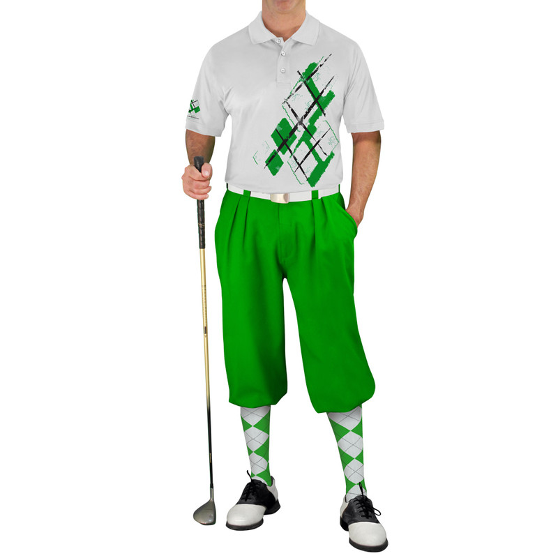 Mens Argyle Utopia Golf Shirt - AA: Lime/White