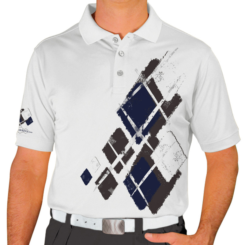 Mens Argyle Utopia Golf Shirt - A: Charcoal/Navy/White