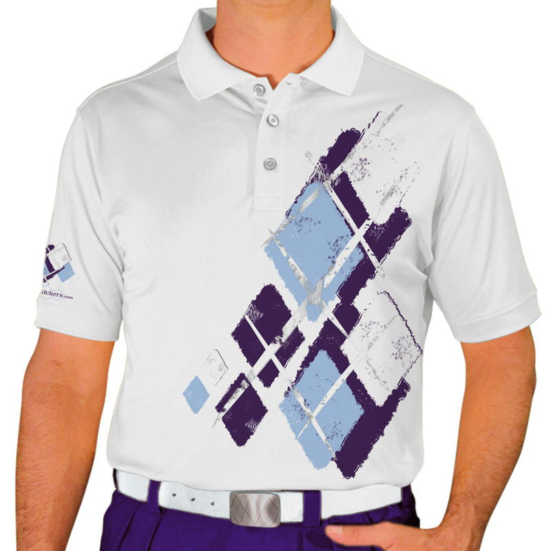 Mens Argyle Utopia Golf Shirt - DDDD: Purple/Light Blue/White