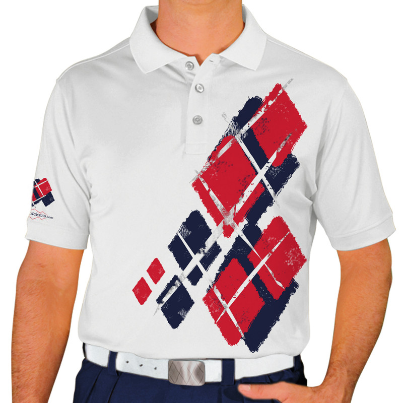 Mens Argyle Utopia Golf Shirt - NN: Navy/Red