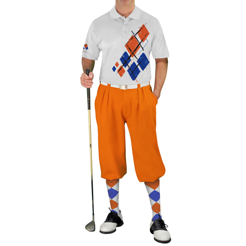 Mens Argyle Utopia Golf Shirt - RRRR: White/Royal/Orange