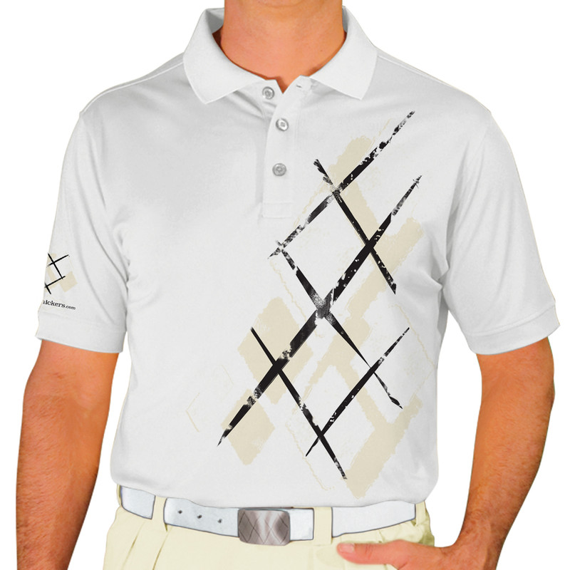 Mens Argyle Utopia Golf Shirt - T: Natural/White