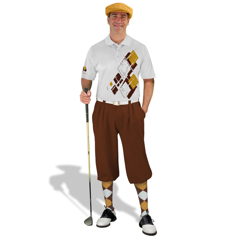 Golf Knickers Argyle Utopia Outfit EEEE - Brown/Gold/White