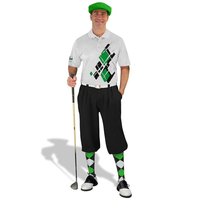 Golf Knickers Argyle Utopia Outfit RRR - Black/Lime/White