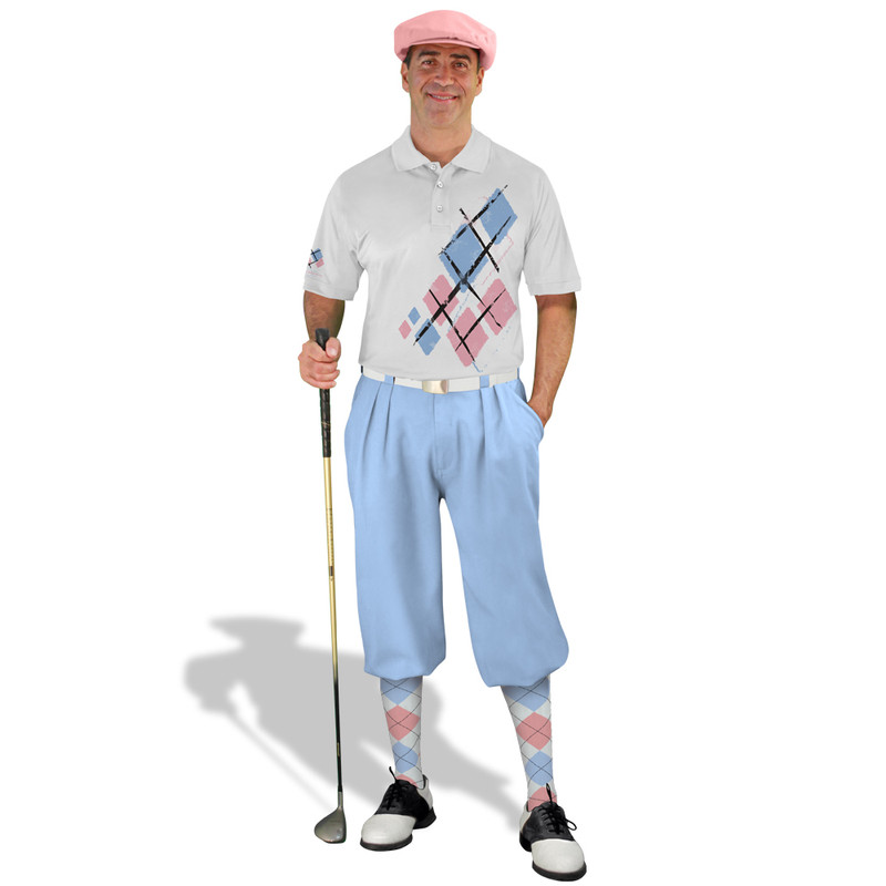 Golf Knickers Argyle Utopia Outfit TT - White/Pink/Light Blue