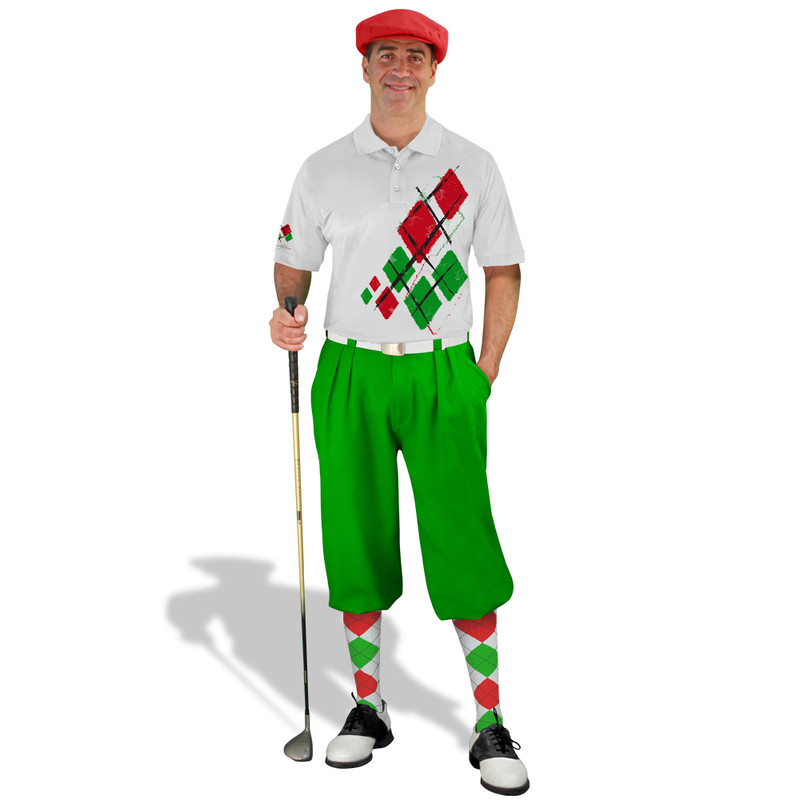 Golf Knickers Argyle Utopia Outfit UUUU - White/Lime/Red