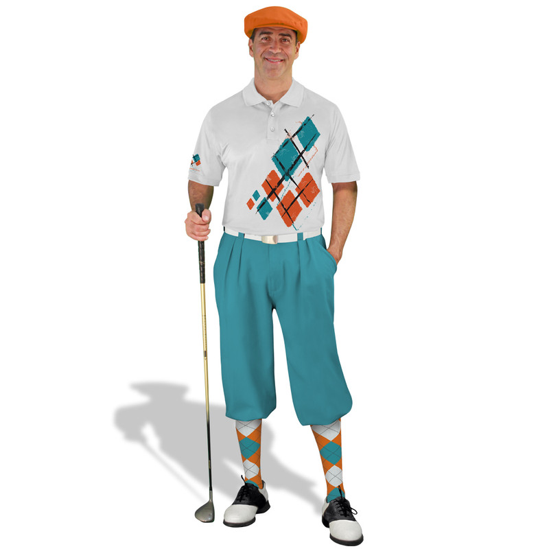Golf Knickers Argyle Utopia Outfit 5V - Orange/White/Teal