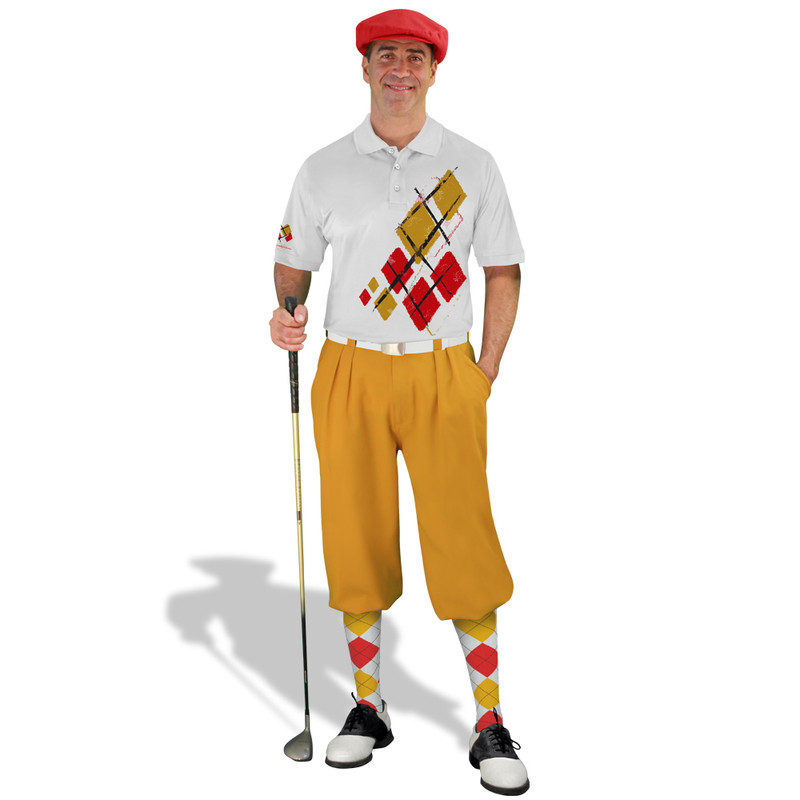 Golf Knickers Argyle Utopia Outfit 5W - White/Gold/Red