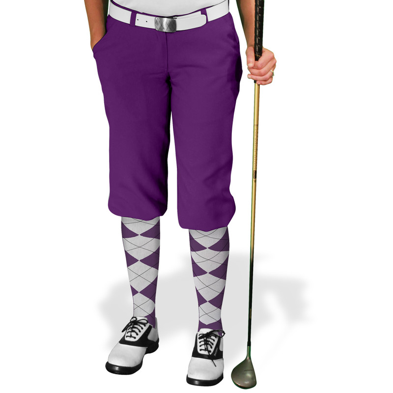 Ladies Golf Knickers Argyle Utopia Outfit BB - Purple/White