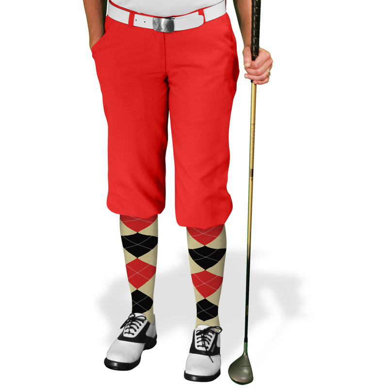 Ladies Golf Knickers Argyle Utopia Outfit C: Natural/Black/Red