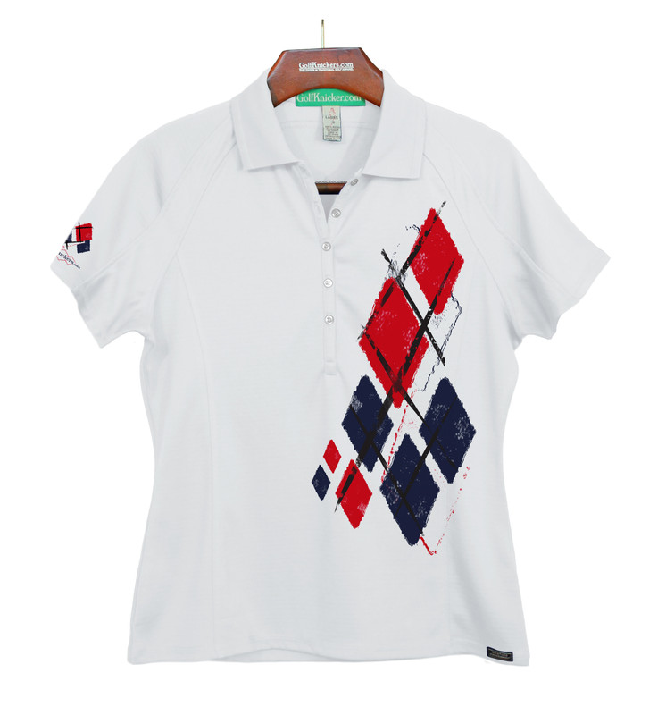 Ladies Golf Knickers Argyle Utopia Outfit E - White/Navy/Red