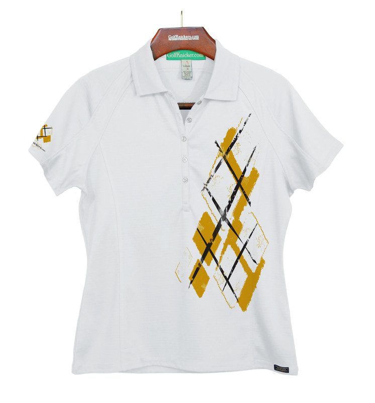 Ladies Golf Knickers Argyle Utopia Outfit FFF - Gold/White