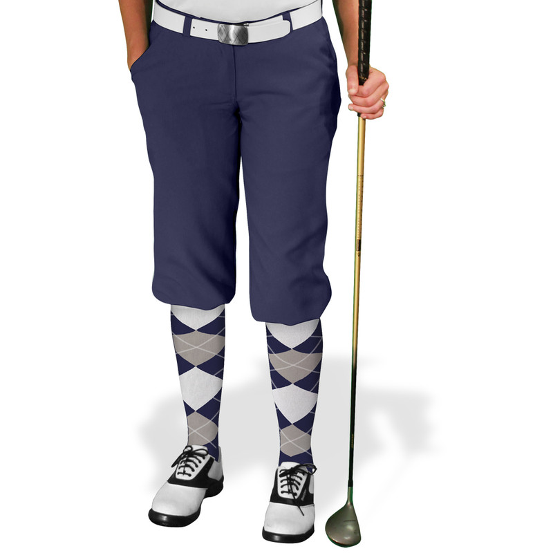 Ladies Golf Knickers Argyle Utopia Outfit FFFF - Navy/Taupe/White
