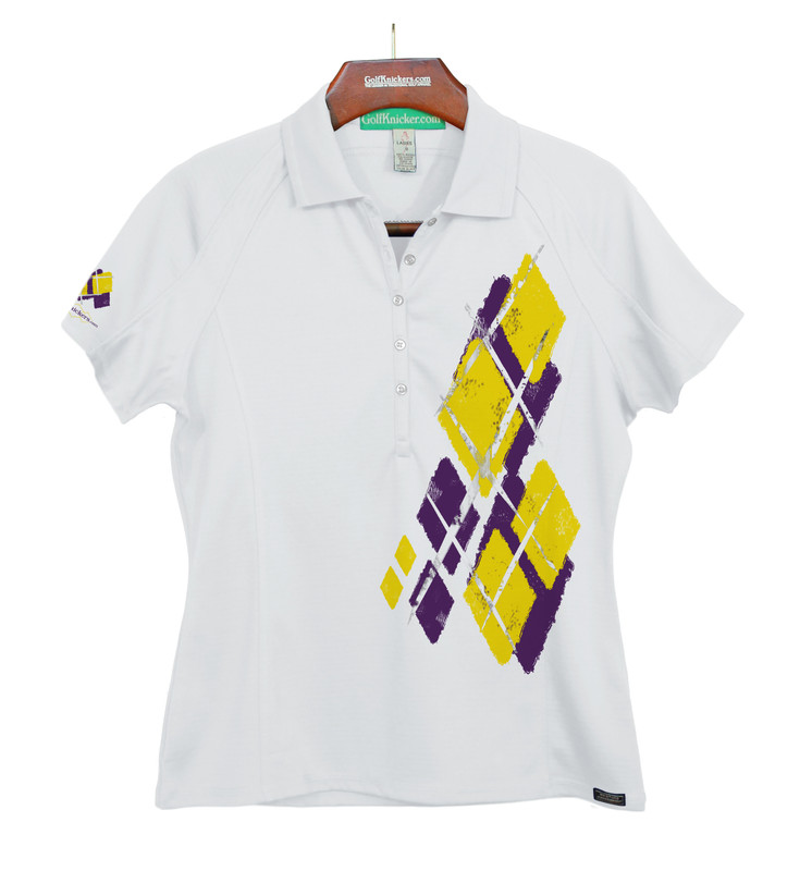 Ladies Golf Knickers Argyle Utopia Outfit JJ - Purple/Yellow