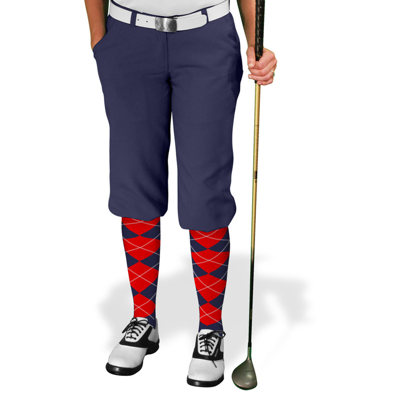 Ladies Golf Knickers Argyle Utopia Outfit NN - Navy/Red