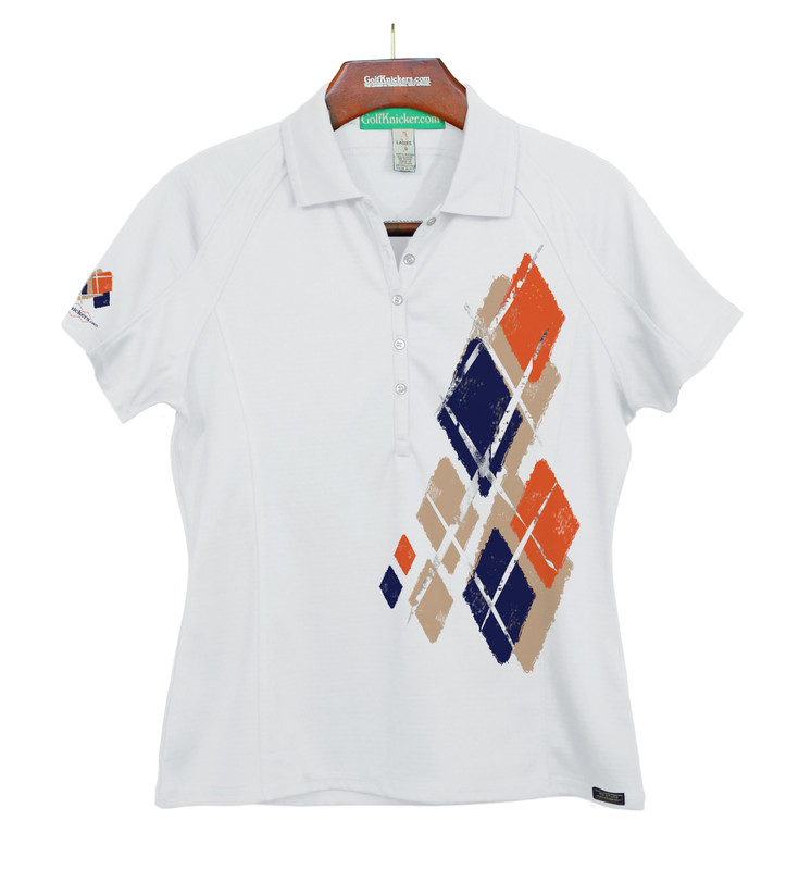 Ladies Golf Knickers Argyle Utopia Outfit PP - Khaki/Orange/Navy