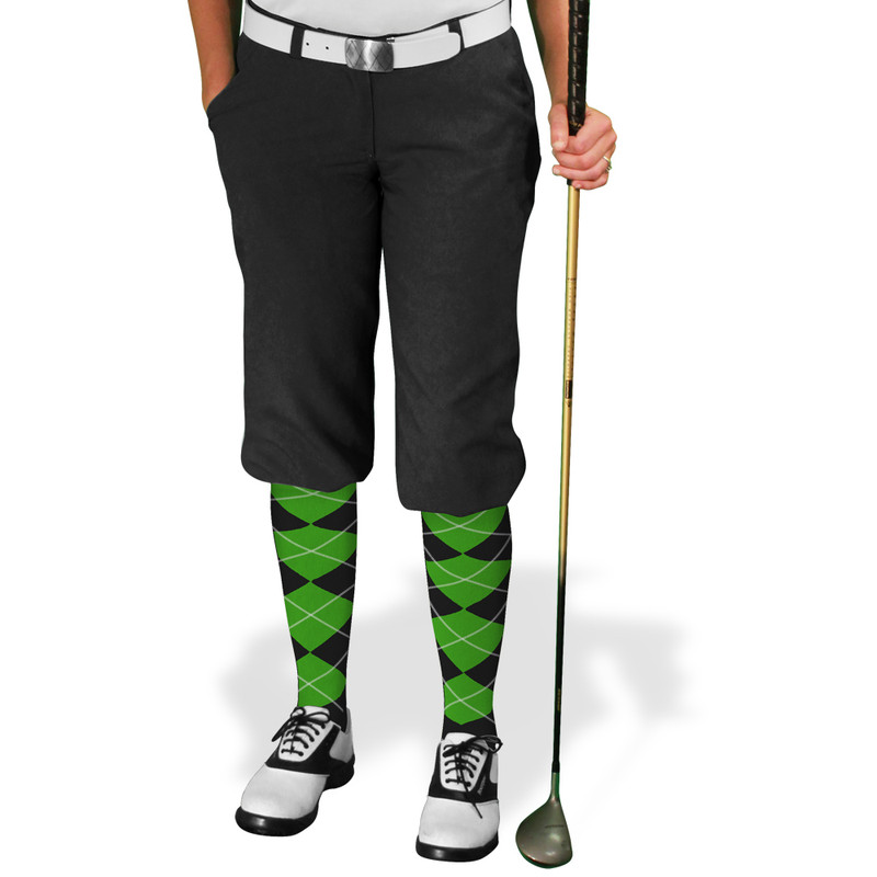 Ladies Golf Knickers Argyle Utopia Outfit XX - Black/Lime
