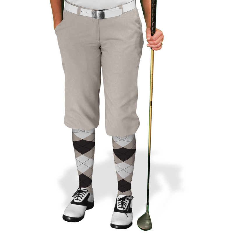 Ladies Golf Knickers Argyle Utopia Outfit XXX - Taupe/Black/White