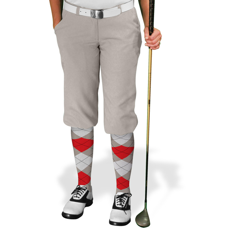 Ladies Golf Knickers Argyle Utopia Outfit 5T - Taupe/Red/White