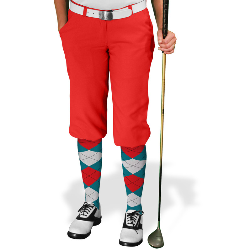 Ladies Golf Knickers Argyle Utopia Outfit 5X - Teal/White/Red