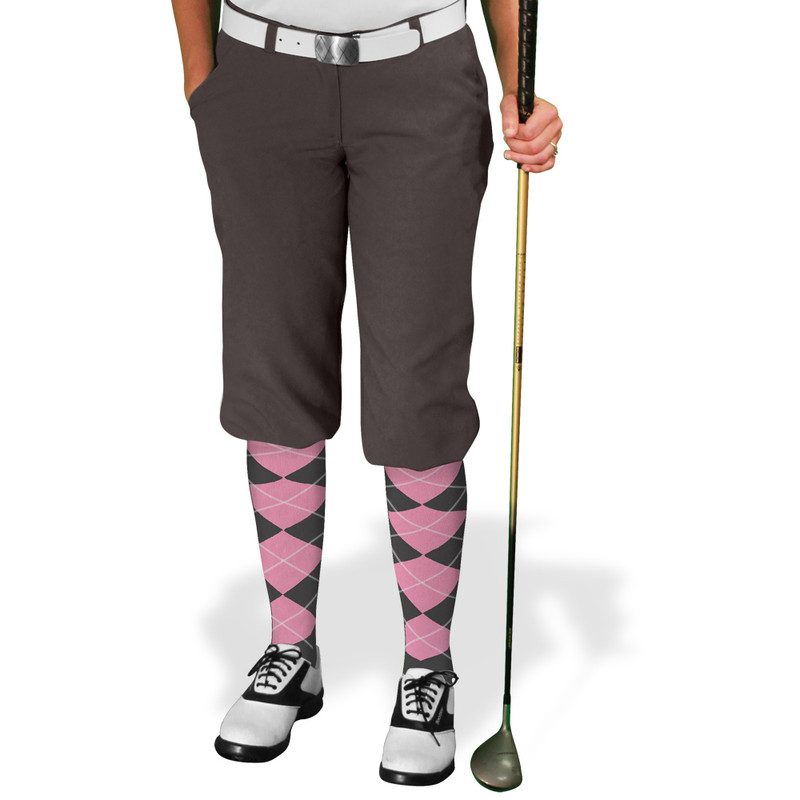 Ladies Golf Knickers Argyle Utopia Outfit 6A - Charcoal/Pink
