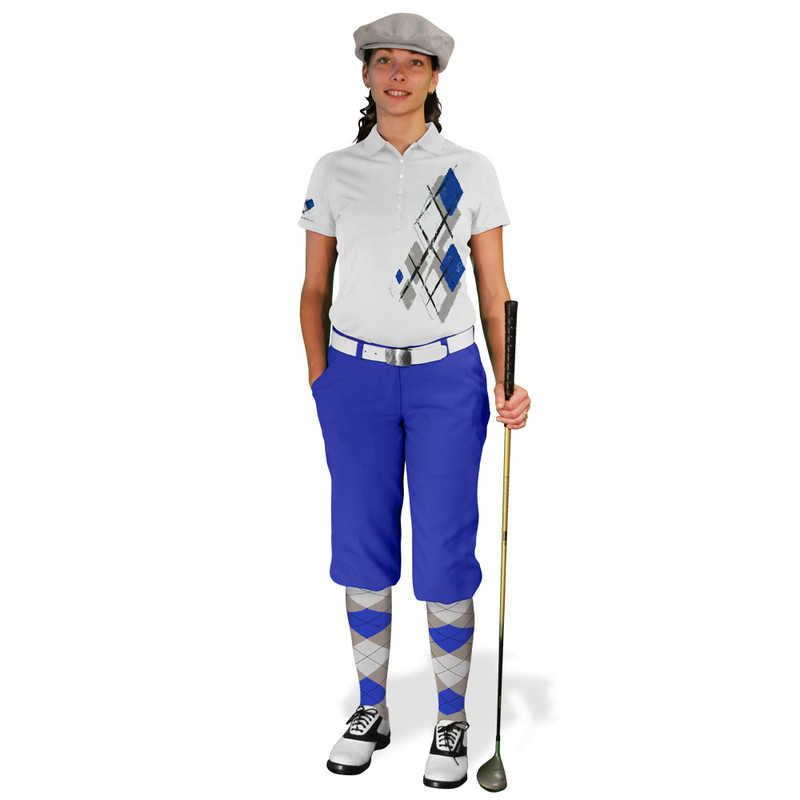 Ladies Golf Knickers Argyle Utopia Outfit 6G - Taupe/White/Royal