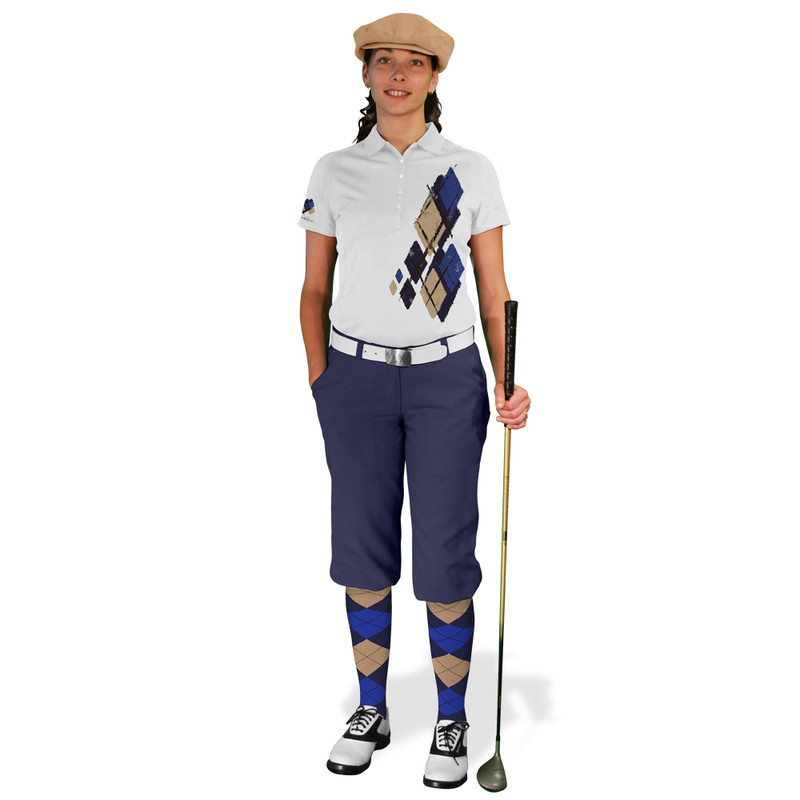 Ladies Golf Knickers Argyle Utopia Outfit 6K - Navy/Khaki/Royal